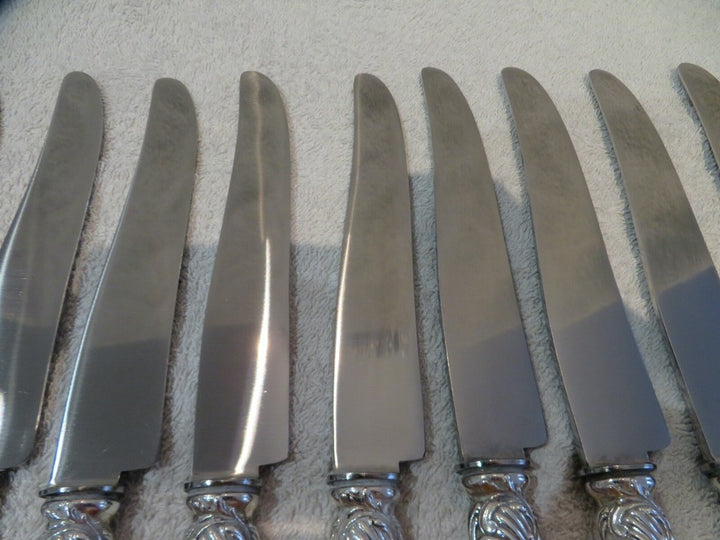 ピュイフォルカ 壮大なヴィンテージフレンチ950シルバー ディナーナイフ12点 ロココ様式