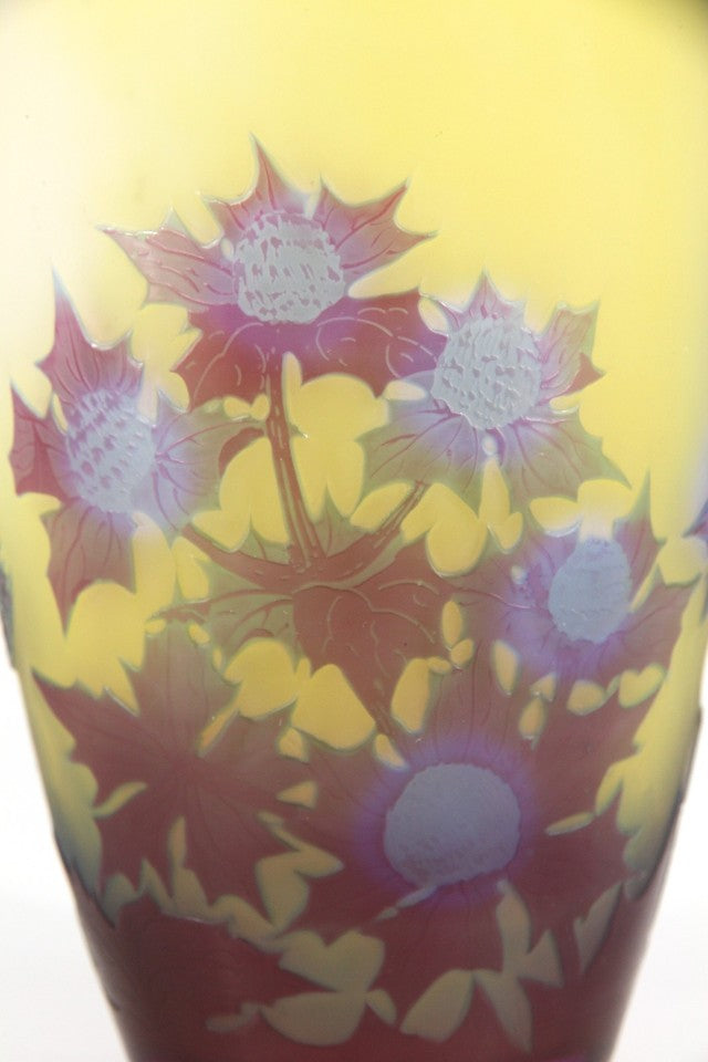 エミールガレ 花瓶 オリジナル アールヌーボー ガラス アザミの花瓶