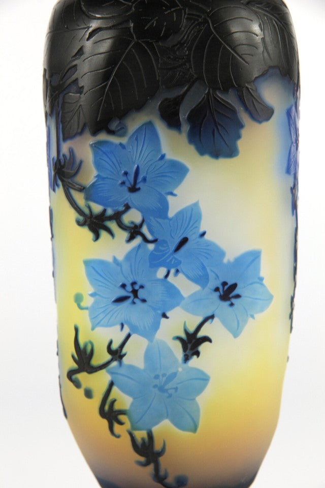 エミールガレ　桔梗（ききょう）の花が描かれた花瓶　アールヌーボー時代