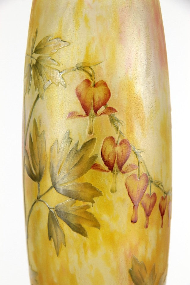 ドーム兄弟 華鬘草の花瓶 オリジナル・アールヌーボー様式のガラス アールヌーボー