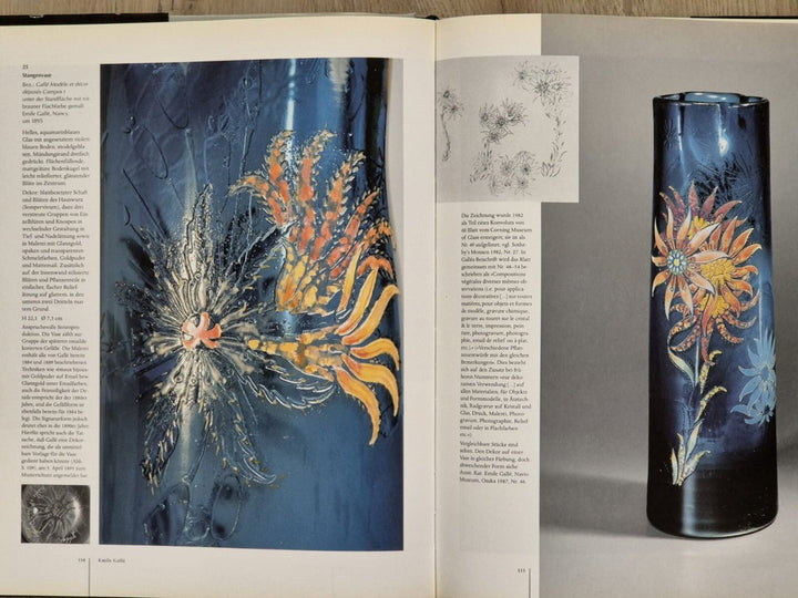 エミールガレ初期作品　ブルーエナメルガラスを使ったファンタジーブロッセンの花瓶 オリジナル アールヌーヴォー ガラス