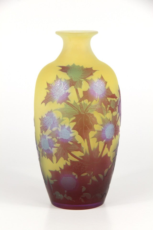 エミールガレ 花瓶 オリジナル アールヌーボー ガラス アザミの花瓶