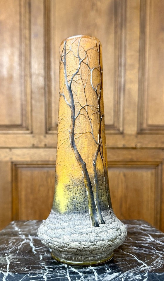 ドーム兄弟（ドームナンシー ） 冬景色が描かれた中型花瓶 アール