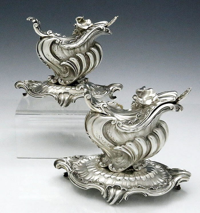 オディオ フレンチロココ スターリング 950 コンディメントポット ライナー付き 37オンス