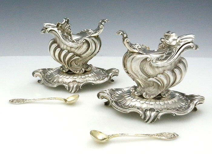 オディオ フレンチロココ スターリング 950 コンディメントポット ライナー付き 37オンス