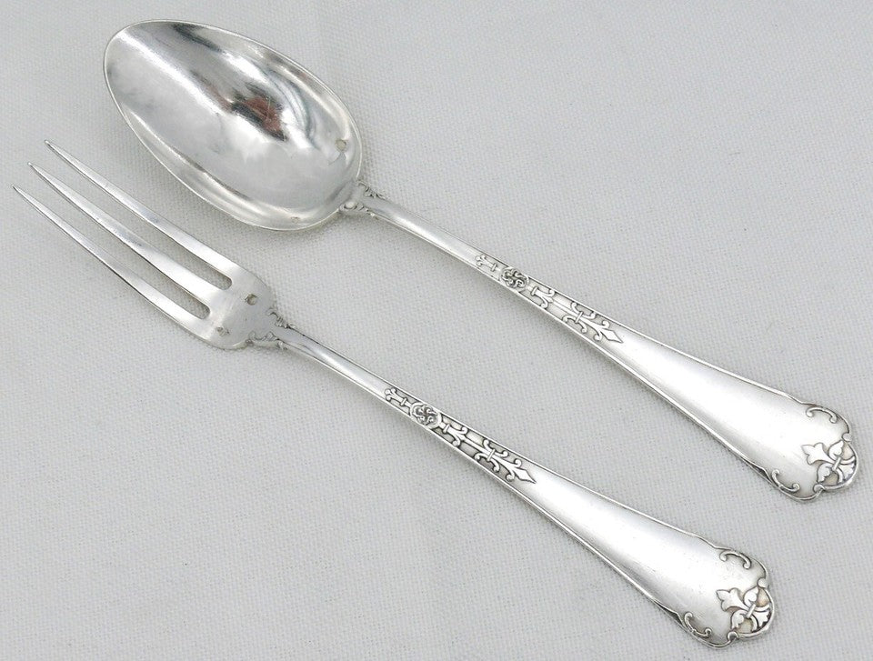 ピュイフォルカ フェール・ド・ランス・ア・クエ・ド・ラットモデル、デザート用カトラリー6点セット、ミネルヴァ銀製