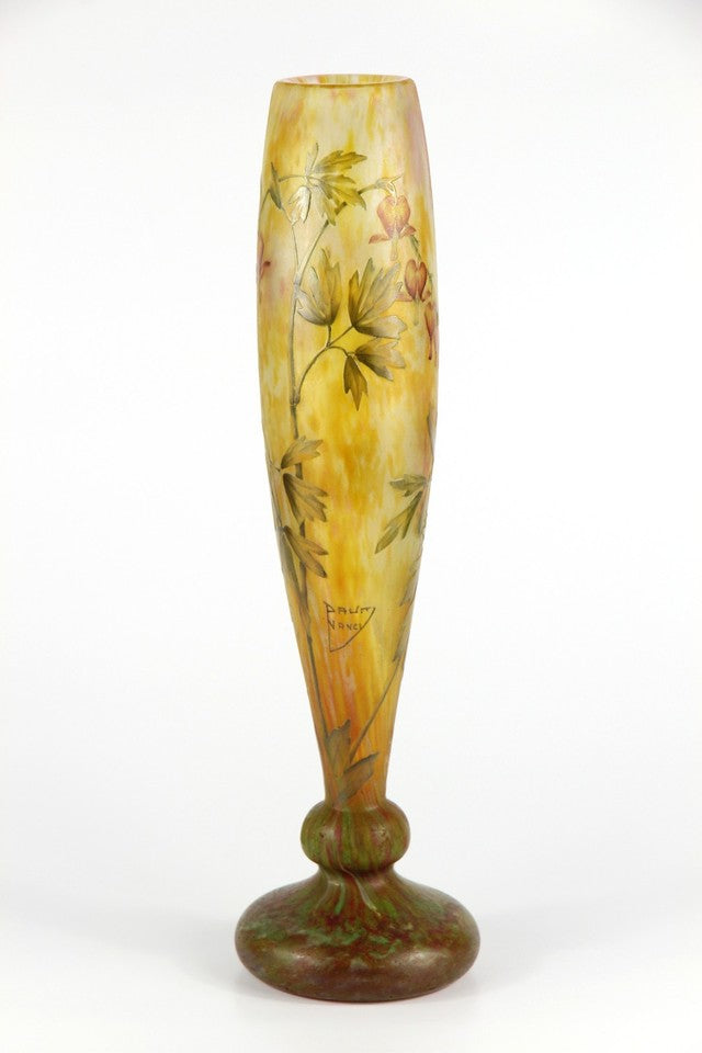 ドーム兄弟 華鬘草の花瓶 オリジナル・アールヌーボー様式のガラス アールヌーボー