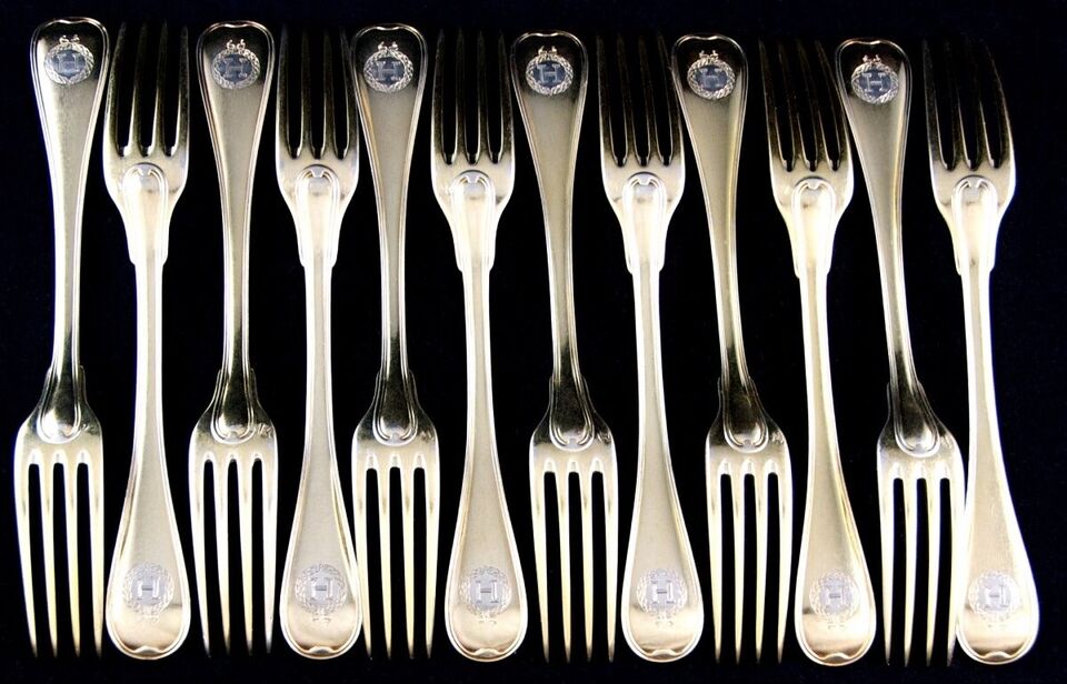 ピュイフォルカ エレガント アンティーク フレンチ バーメイル スターリング シルバー セット 36ピース 19th C