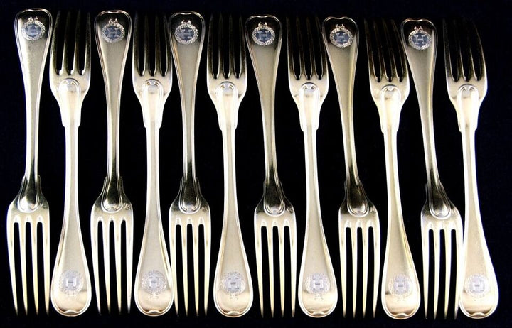 ピュイフォルカ エレガント アンティーク フレンチ バーメイル スターリング シルバー セット 36ピース 19th C