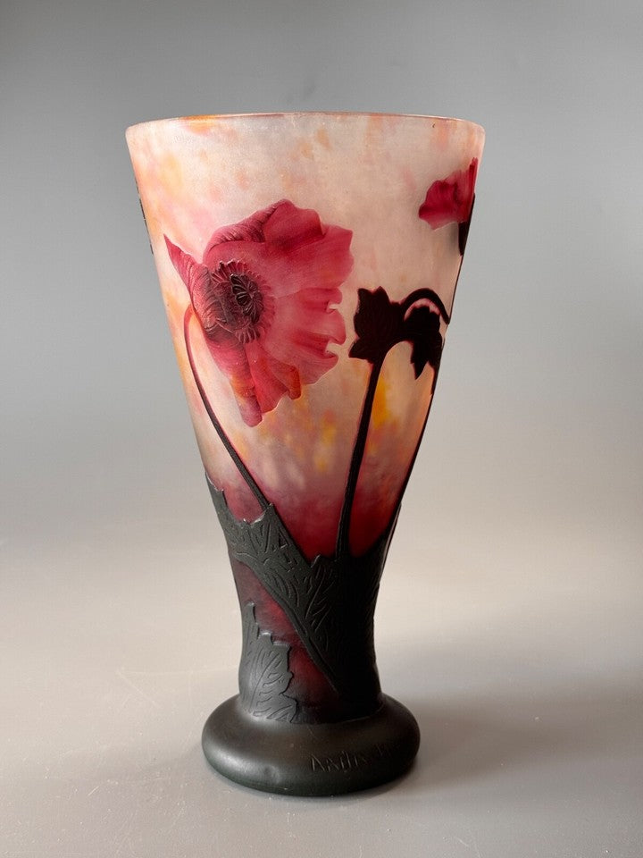 ドーム兄弟（ドームナンシー） 芸術的なケシの花の花瓶 1900年頃の作品