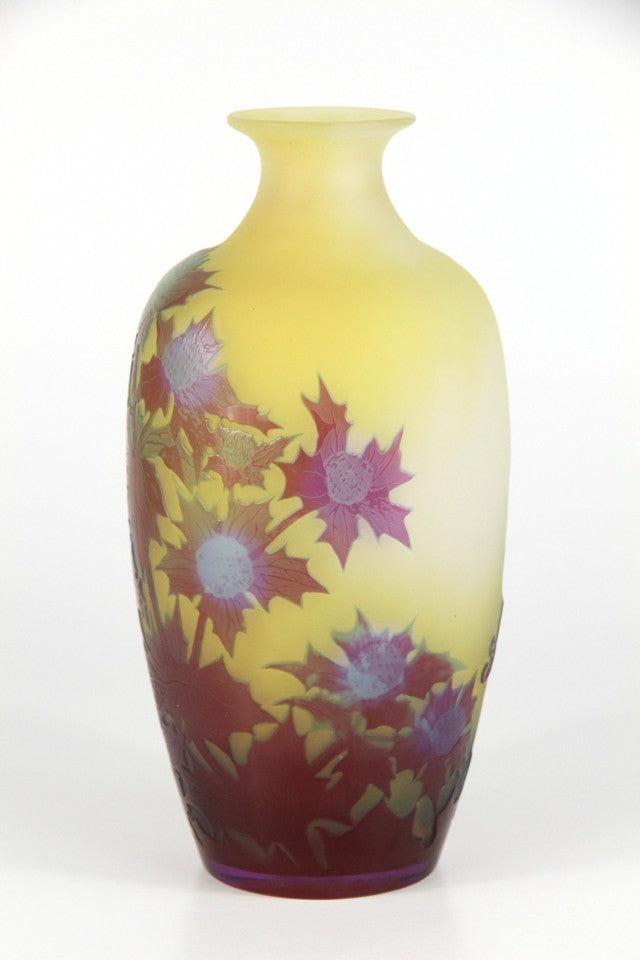 エミールガレ 花瓶 オリジナル アールヌーボー ガラス アザミの花瓶