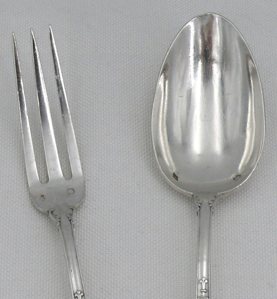 ピュイフォルカ フェール・ド・ランス・ア・クエ・ド・ラットモデル、デザート用カトラリー6点セット、ミネルヴァ銀製