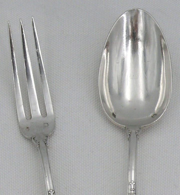 ピュイフォルカ フェール・ド・ランス・ア・クエ・ド・ラットモデル、デザート用カトラリー6点セット、ミネルヴァ銀製