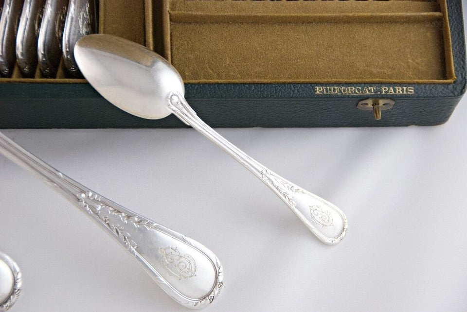ピュイフォルカ　スターリングシルバー　スプーン　セット　純銀製　アンティーク Amazon.co.jp: ピュイフォルカ 純銀950 バロック ティースプーン 2本
