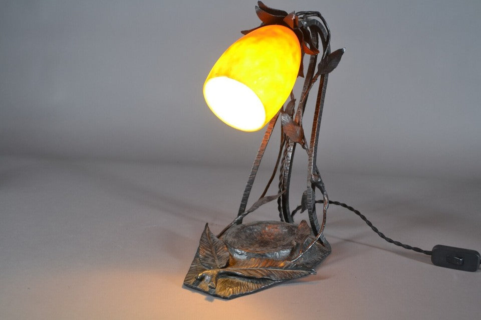 ドーム兄弟 アールデコ 1925年製 錬鉄製ランプ ドーム・ナンシー テーブル ライト