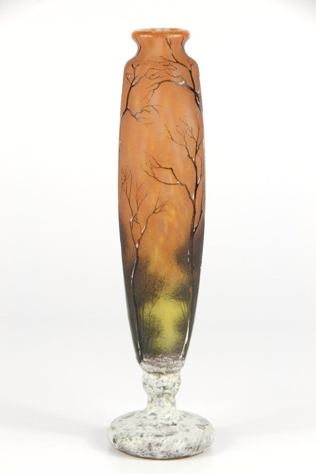 12cm ドーム ナンシー 冬景色 鉢 ボウル 美品 花器 アール ヌーボー ドームナンシー 冬景色文花瓶 Daum Nancy 花器