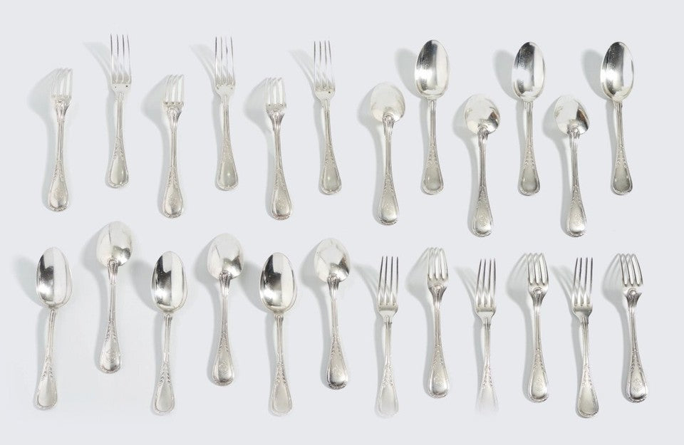 ピュイフォルカ 美しいアンティークフレンチ スターリングシルバー食器セット34ピース 19世紀