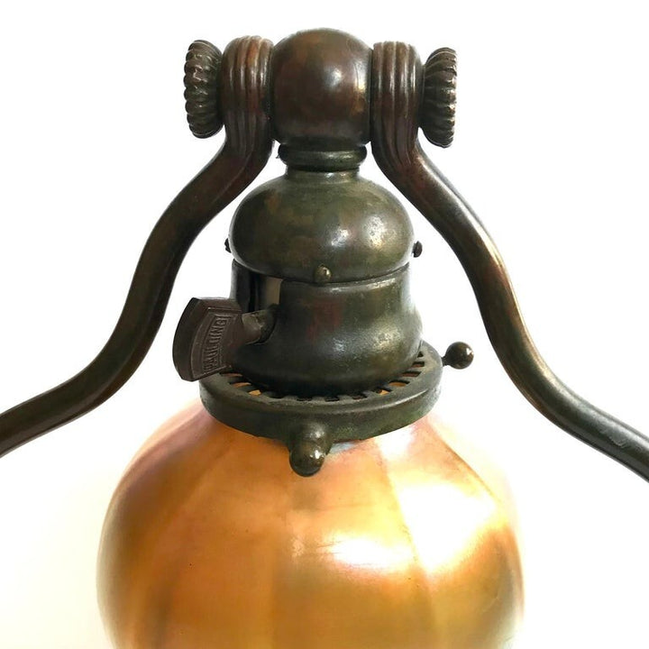 ティファニー スタジオ ブロンズ&ファブリル ハープ テーブルランプ