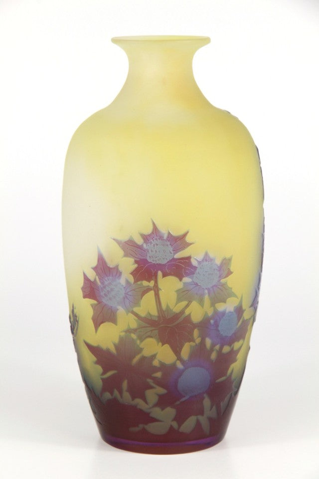 エミールガレ 花瓶 オリジナル アールヌーボー ガラス アザミの花瓶