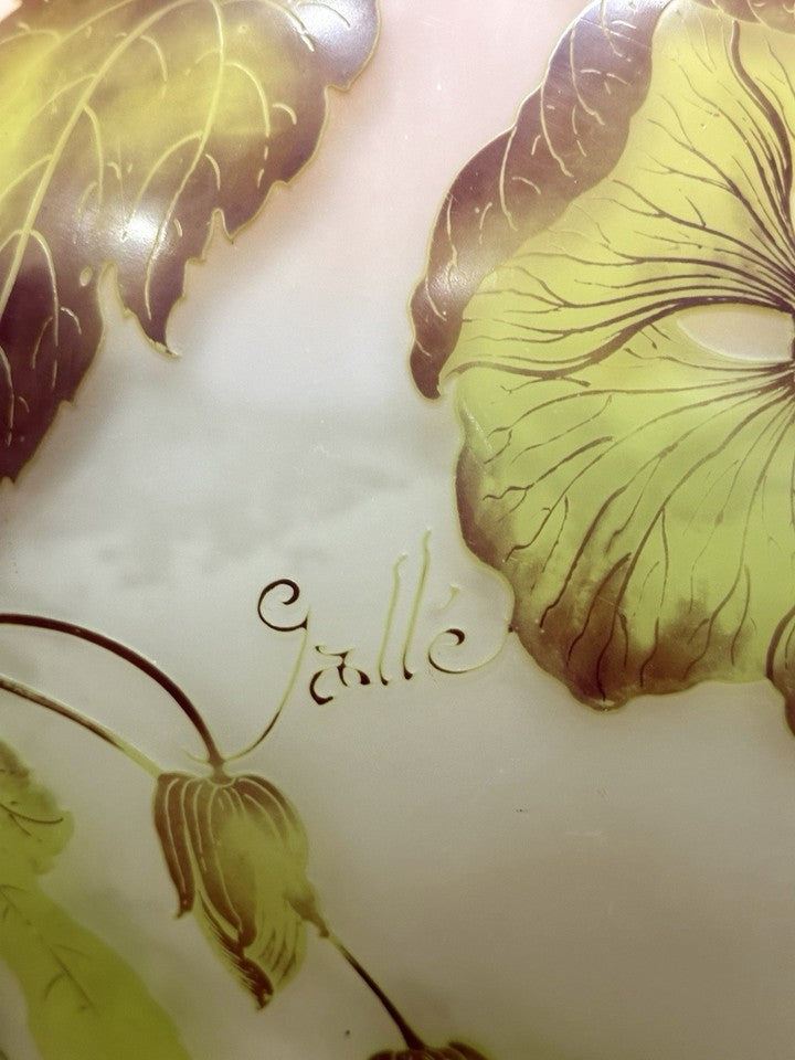 エミール・ガレ - アブチロンをあしらったペンダントライトまたは天井照明、アール・ヌーヴォー様式のシャンデリア