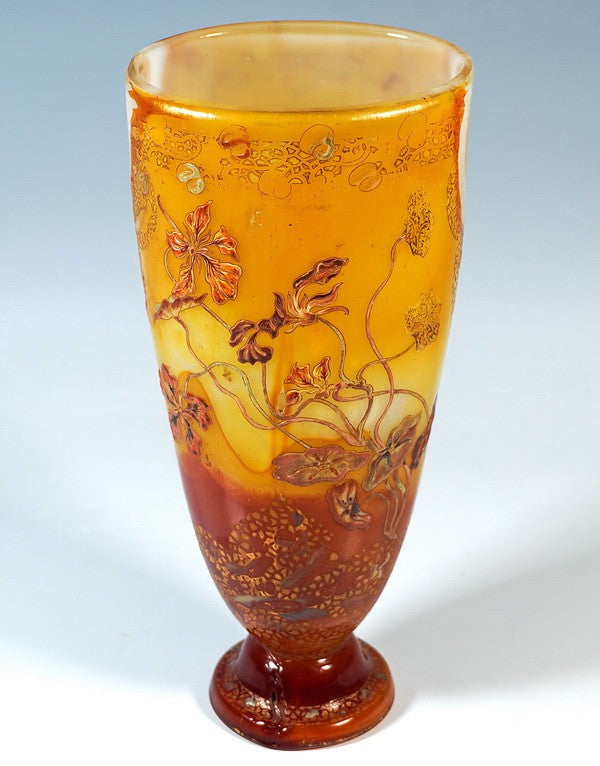 希少 エミールガレ ミツバチと蘭の花瓶 初期作品 アールヌーボー期 1890年頃