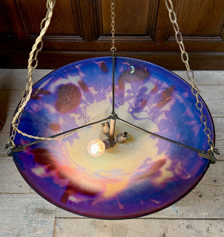 エミール・ガレ - 大型天井照明器具またはマグノリア装飾のバスクシャンデリア アール・ヌーヴォー様式