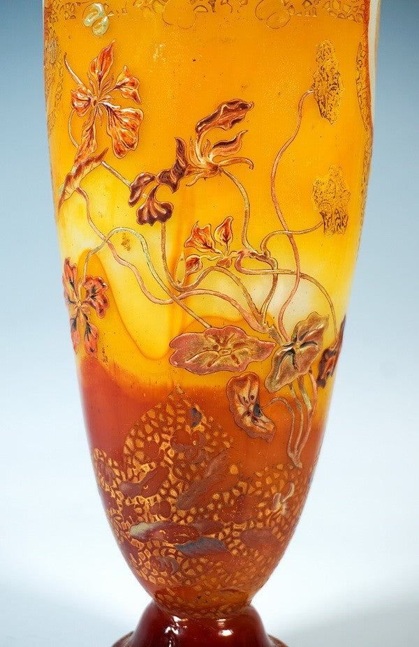希少 エミールガレ ミツバチと蘭の花瓶 初期作品 アールヌーボー期 1890年頃