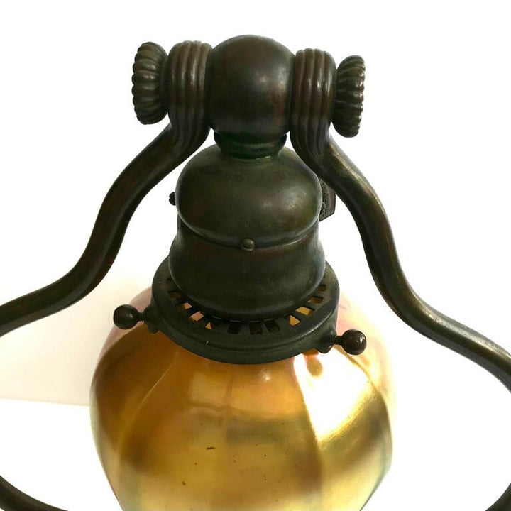 ティファニー スタジオ ブロンズ&ファブリル ハープ テーブルランプ