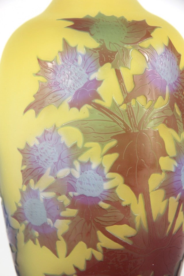エミールガレ 花瓶 オリジナル アールヌーボー ガラス アザミの花瓶