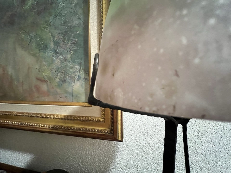 ミューラー兄弟　大型アールデコランプ 薄い紫と黄緑のガラス　1920年代