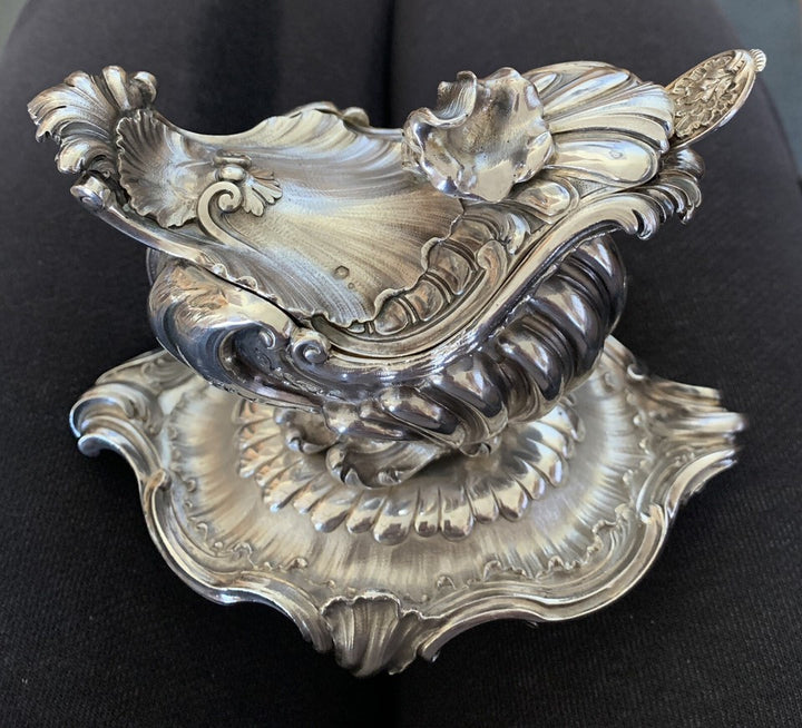 オディオ フレンチロココ スターリング 950 コンディメントポット ライナー付き 37オンス