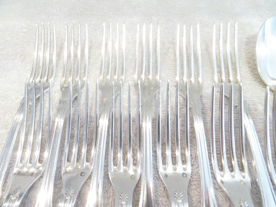 ピュイフォルカ ゴージャスな1900年製フレンチ950シルバー24ピース デザートカトラリーセット エンパイアスタイル