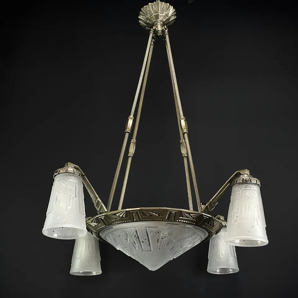 ミューラー兄弟 アールデコ調シャンデリア 1930年代