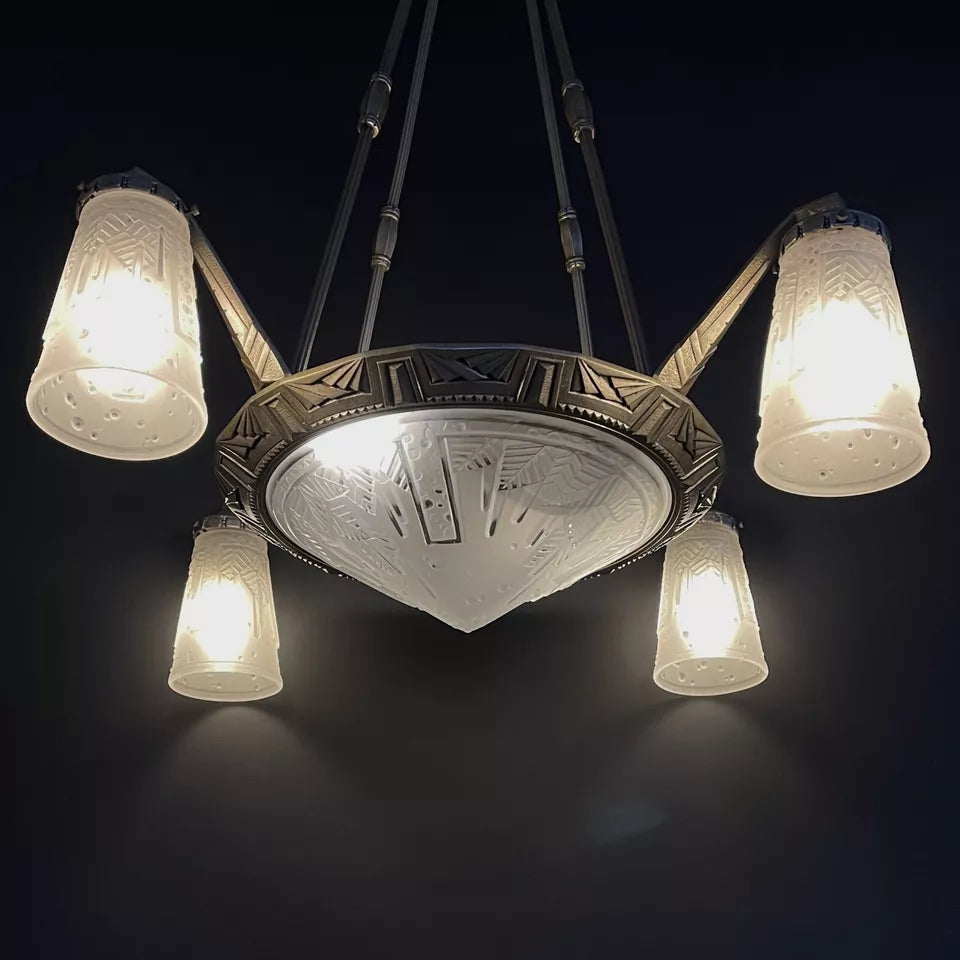 ミューラー兄弟 アールデコ調シャンデリア 1930年代