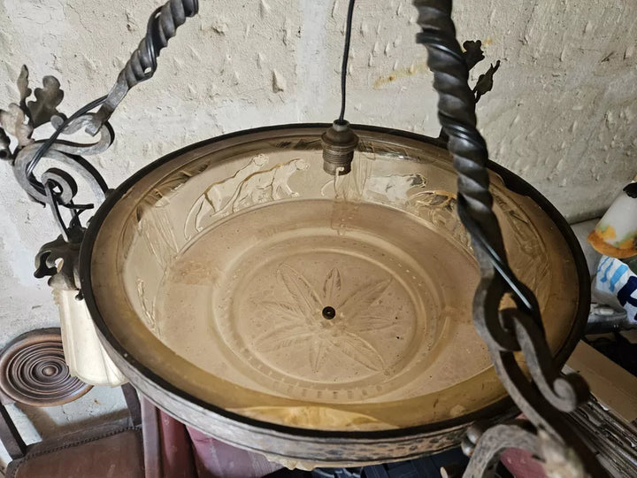 ミューラー兄弟 豹の型押しガラスシャンデリア