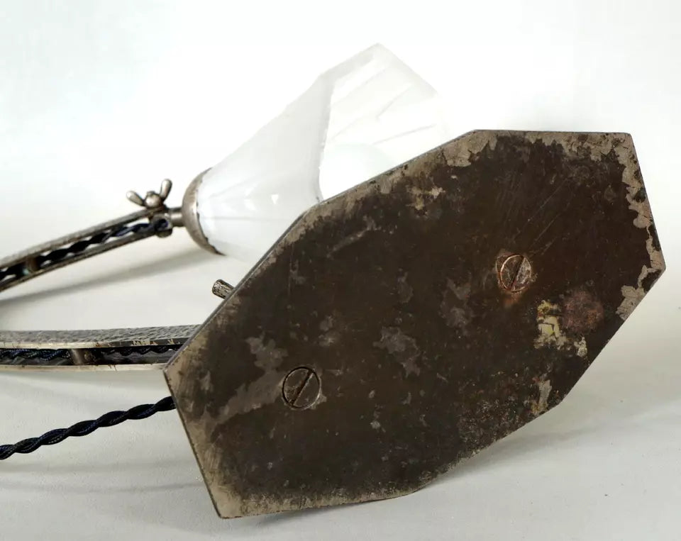 ミューラー兄弟 アールデコ調テーブルランプ（白色、グースネック、建築的デザイン）