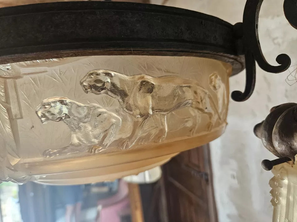 ミューラー兄弟 豹の型押しガラスシャンデリア