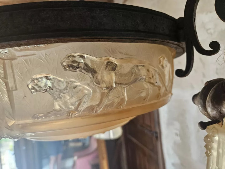 ミューラー兄弟 豹の型押しガラスシャンデリア