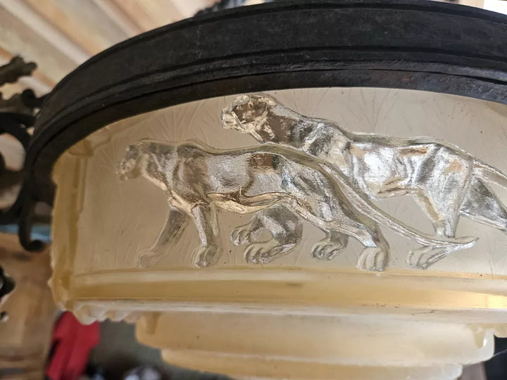 ミューラー兄弟 豹の型押しガラスシャンデリア