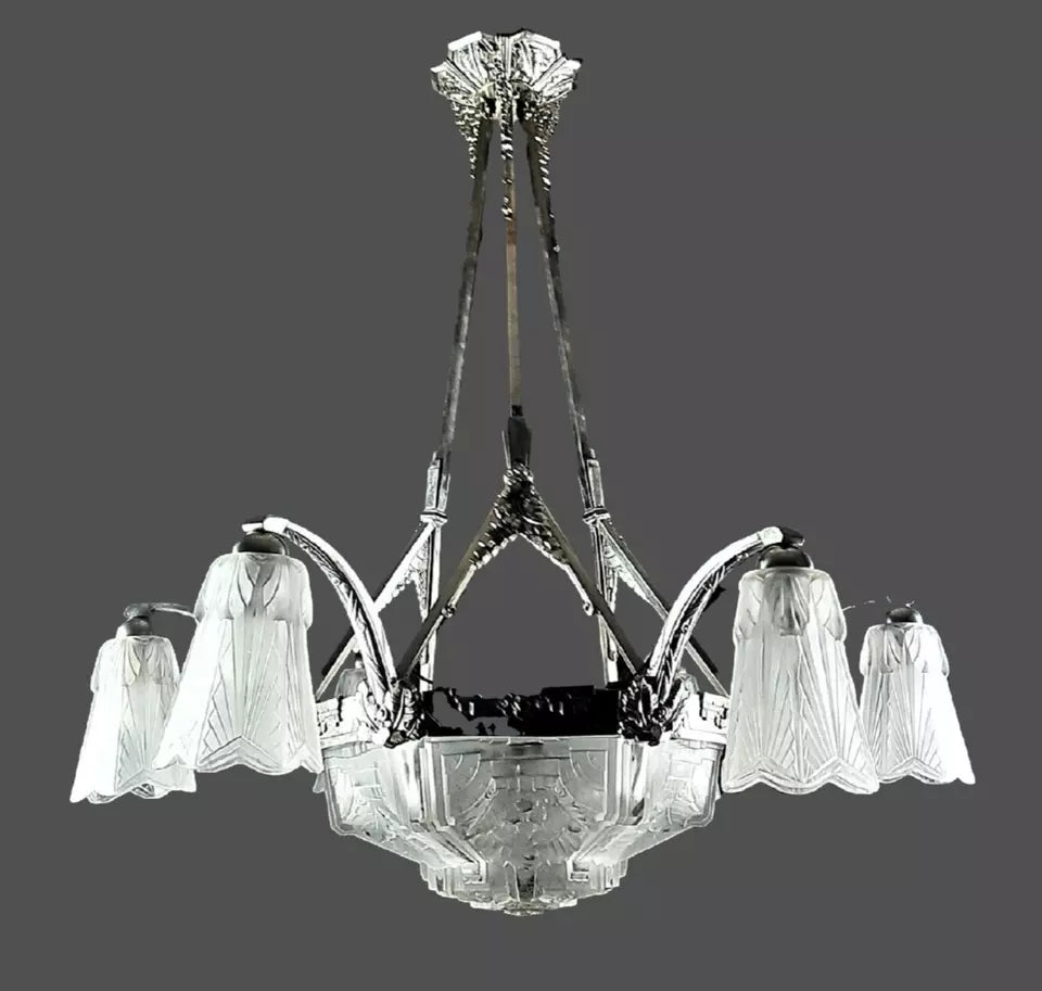 ミューラー兄弟 フランス製アールデコ調シャンデリア