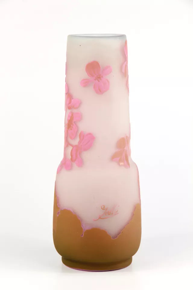エミールガレ ピンクの花柄が描かれた花瓶