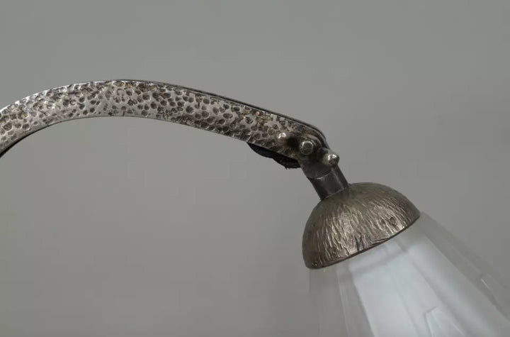 ミューラー兄弟 アールデコ調テーブルランプ（白色、グースネック、建築的デザイン）