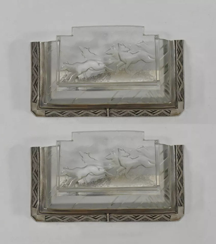 ミューラー兄弟 フランス アールデコ調の希少なペアウォールランプ