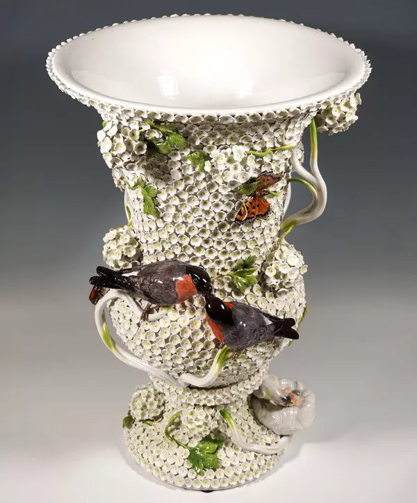 マイセン アートコレクション スノードーム 雪の花装飾の大型豪華花瓶