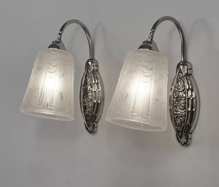 M.Hudry（マルセルウードリー） & ミューラー兄弟 フランス製 アールデコ ウォールランプ ペア 1925〜1930年製