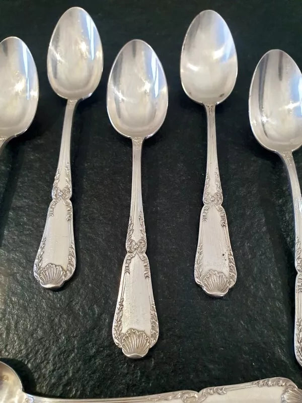 ピュイフォルカ 純銀アントルメ（デザート用）スプーン 12本セット (Mサイズ） ポンパドールモデル