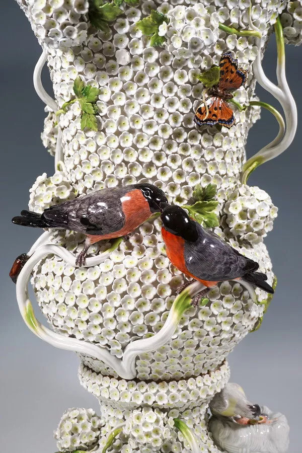 マイセン アートコレクション スノードーム 雪の花装飾の大型豪華花瓶
