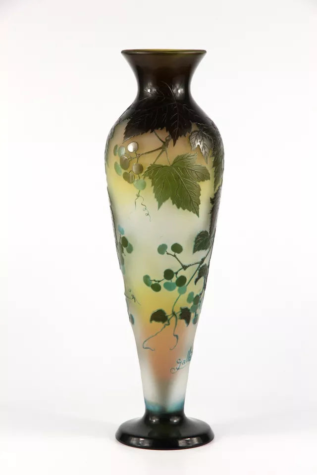 エミールガレ 野葡萄が描かれた花瓶 – アンティークテーブルウェア