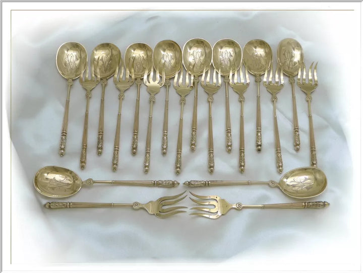 ピュイフォルカアイスクリームスプーンセット純銀ヴェルメイユ ピュイフォルカアイスクリームスプーンセット純銀ヴェルメイユ