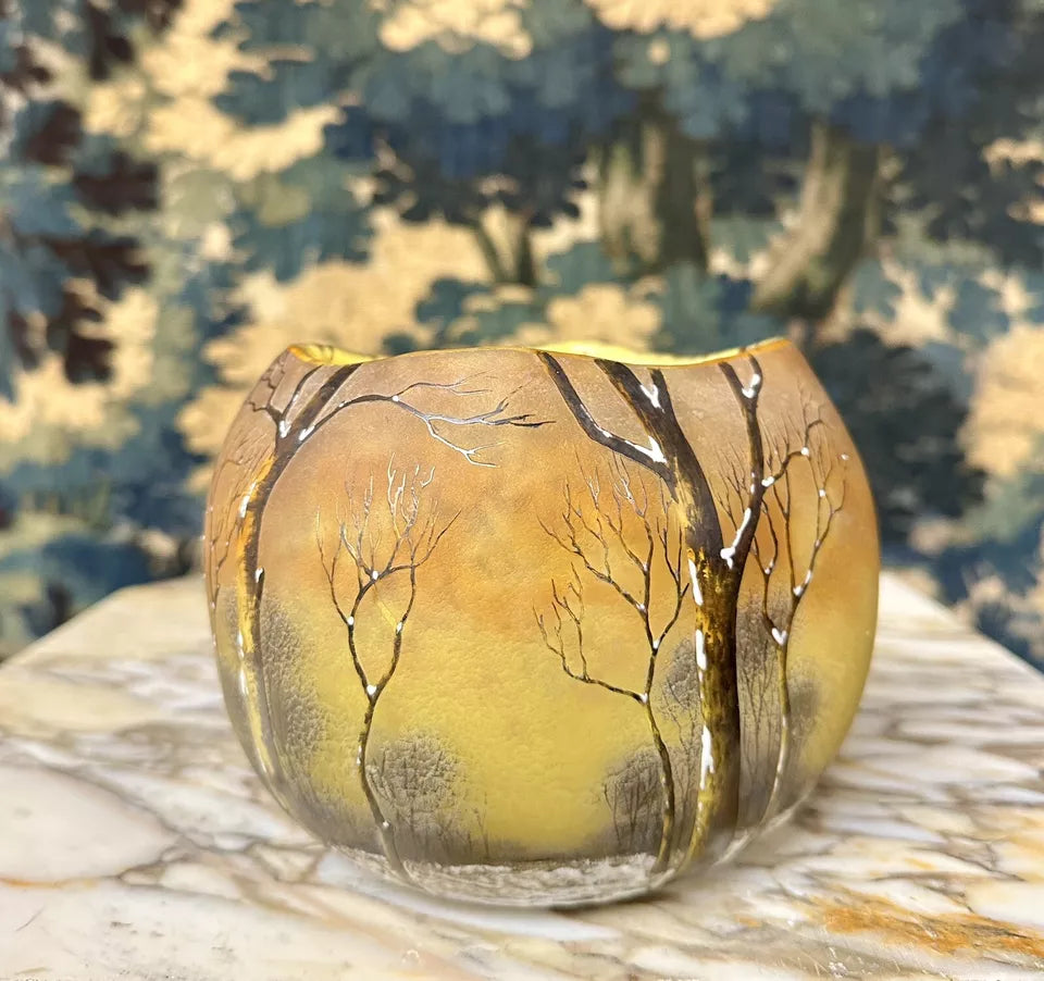 12cm ドーム ナンシー 冬景色 鉢 ボウル 花器 アール ヌーボー Daun 12cm ドーム ナンシー 冬景色 鉢 ボウル 花器 アール ヌーボー Daun